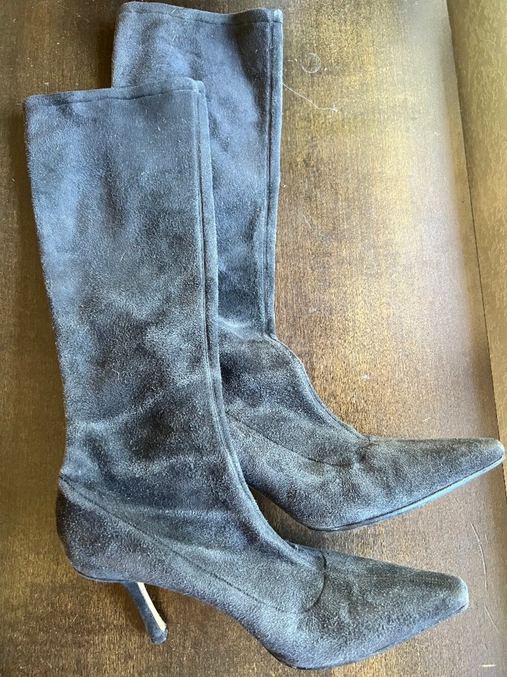 Jimmy Choo Black Suede Knee High Pointed Toe Boots Size 39 Made in Italy
